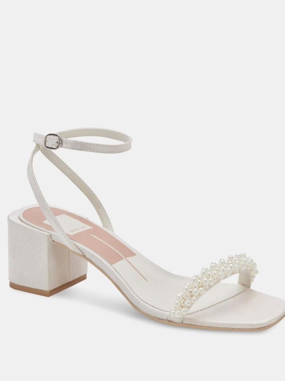 Dolce Vita Ivory Pearl-Strap Ankle Strap Heels